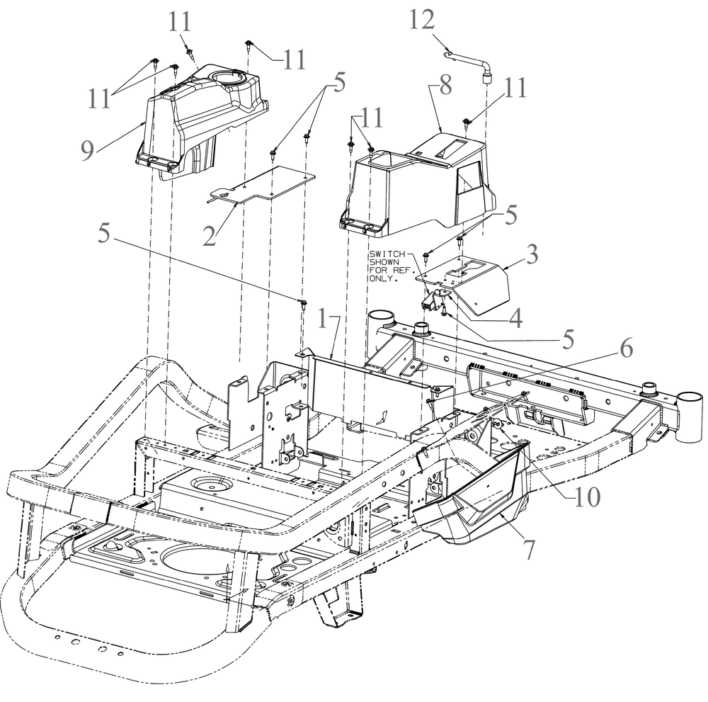 Platform Diagram and Parts List for ZTS1-50KH (17ARGBYLA10)(2023) Cub Cadet Lawn Tractor